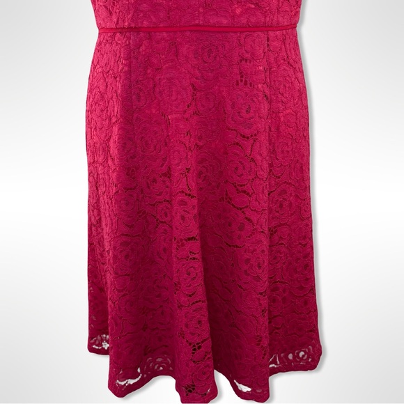 Adrianna Papell Cranberry Red Lace Midi Dress – Size 14 - Picture 7 of 9